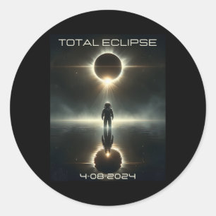 Pegatina Redonda Astronomía del Eclipse Solar Total de América del