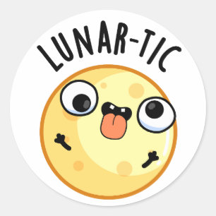 Pegatina Redonda Astronomía divertida lunar-tica Moon Pun