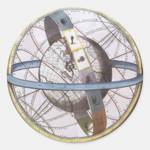 Pegatina Redonda Astronomía Vintage, Celeste de Andreas Cellarius