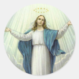 Pegatina Redonda Asumir a la Santísima Virgen María