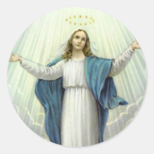 Pegatina Redonda Asumir a la Santísima Virgen María