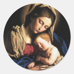 Pegatina Redonda Asumir Virgin Mary