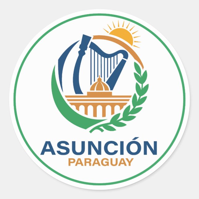 Pegatina Redonda Asunción Paraguay Sudamérica (Anverso)