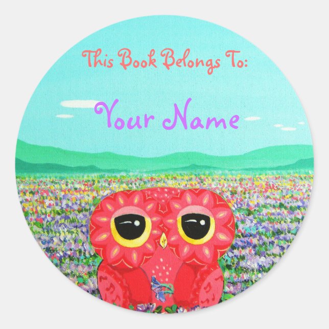 Pegatina Redonda Asunto Del Amor Tulipán - Este Libro Pertenece A (Anverso)