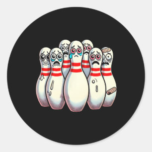 Pegatina Redonda Asustado Bowling Pins Personalizado Fun Bowler me 