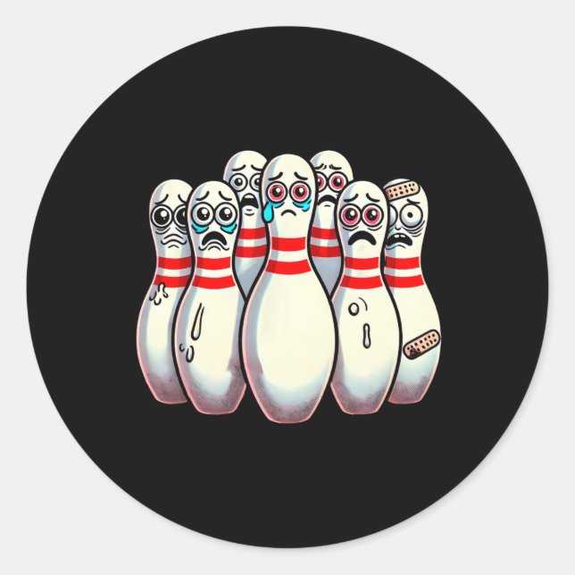 Pegatina Redonda Asustado Bowling Pins Personalizado Fun Bowler me  (Anverso)