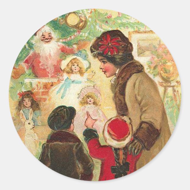 Pegatina Redonda At The Toy Store Window (Anverso)