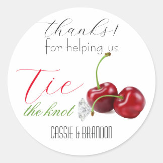 Pegatina Redonda Atal el Nudo de Cereza Agradecimiento Boda