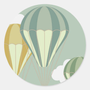 Pegatina Redonda Ataques con globos aerostáticos azules