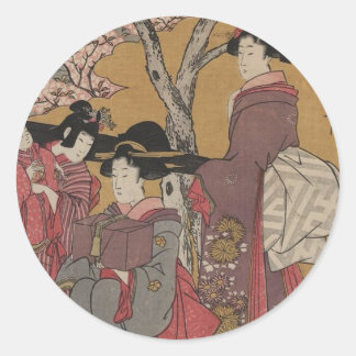 Pegatina Redonda Ataques de arte japoneses