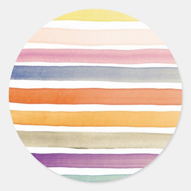 Pegatina Redonda Ataques de pincel pintados a mano con acuarela, pa (Anverso)