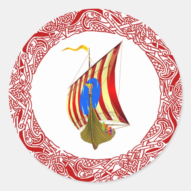 Pegatina Redonda Ataques de Viking (Anverso)