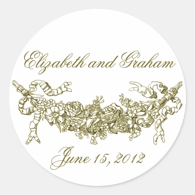 Pegatina Redonda Ataques/Sellos para sobres románticos de la franja (Anverso)