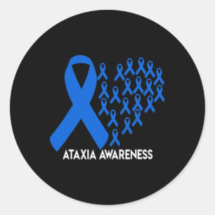 Pegatina Redonda Ataxia Awareness blue ribbon Gift