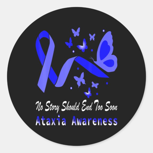 Pegatina Redonda Ataxia Awareness Butterfly Support T-Shirt75 (Anverso)