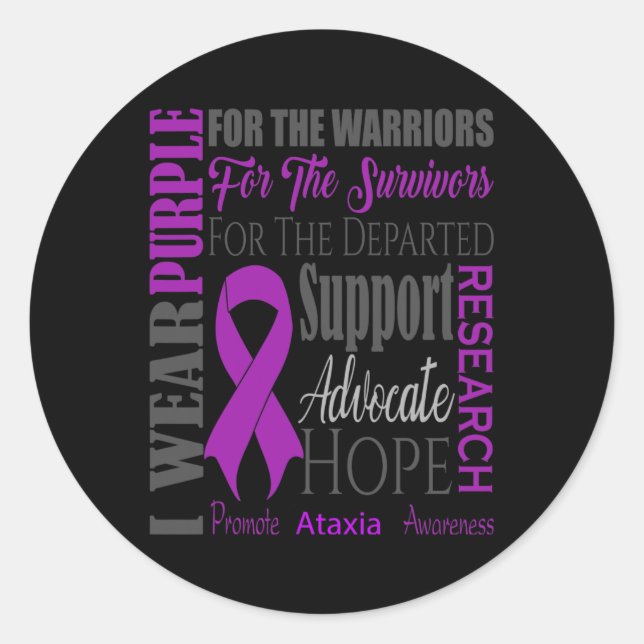 Pegatina Redonda Ataxia Conciencia sobre el Enfermedad Neurológica  (Anverso)