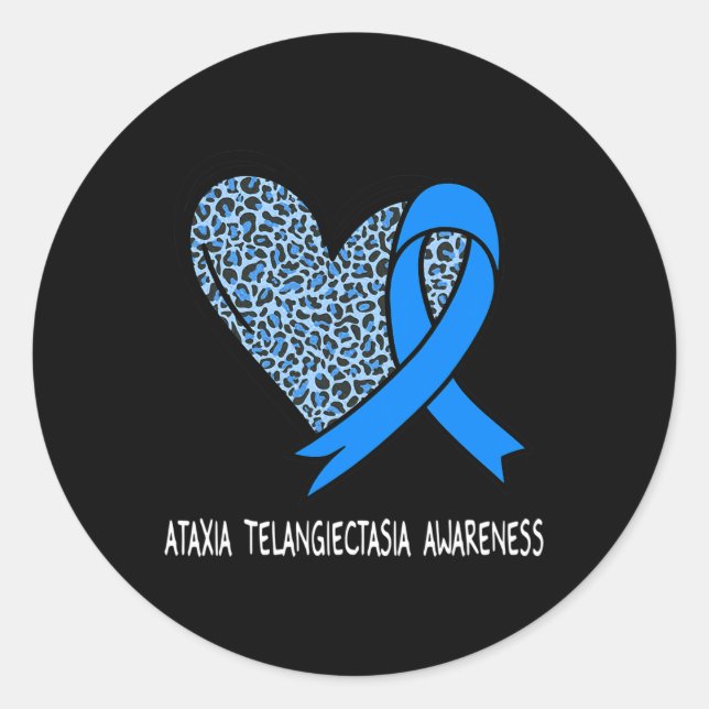 Pegatina Redonda Ataxia Telangiectasia Conciencia Cinta azul (Anverso)