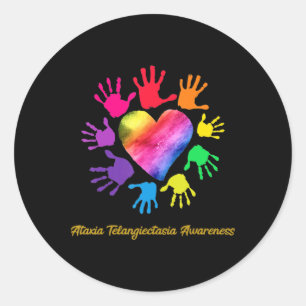 Pegatina Redonda Ataxia Telangiectasia Conciencia Manos Ataxia Tela