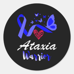 Pegatina Redonda Ataxia Warrior Butterfly Admite Conciencia