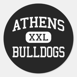Pegatina Redonda Atenas - Bulldoges - Escuela Secundaria - Las llan