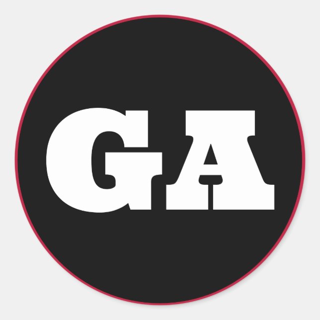 Pegatina Redonda Atenas (GA) - Negro x Blanco x Rojo (Anverso)