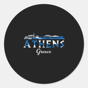 Pegatina Redonda Atenas Grecia Destino Griego Vacaciones Viajes 