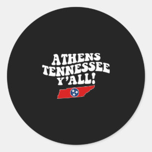Pegatina Redonda Atenas Tennessee Y'all Tn Vacaciones Del Sur