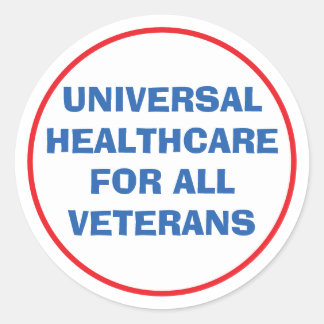 Pegatina Redonda Atención Médica Universal para Todos los Veteranos