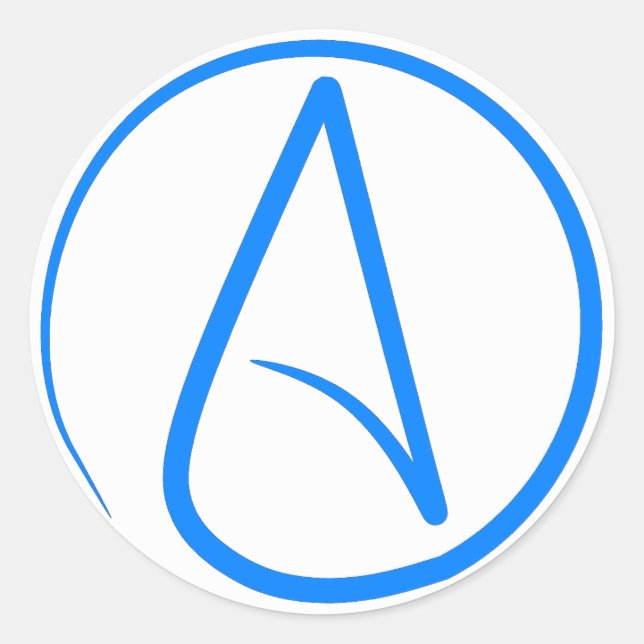 Pegatina Redonda Ateo Azul A (Anverso)
