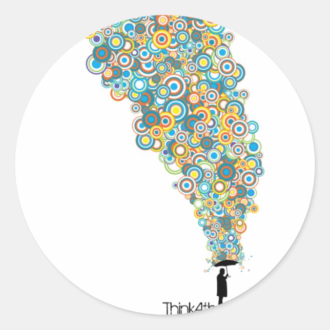 Pegatina Redonda Ateo de los paraguas (Anverso)