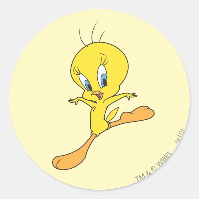 Pegatina Redonda Aterrizaje TWEETY™ (Anverso)