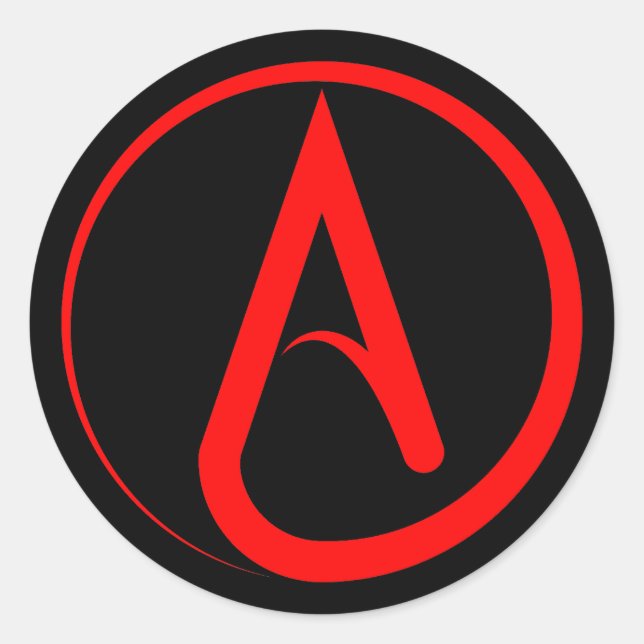 Pegatina Redonda Atheist Symbol Red (Anverso)
