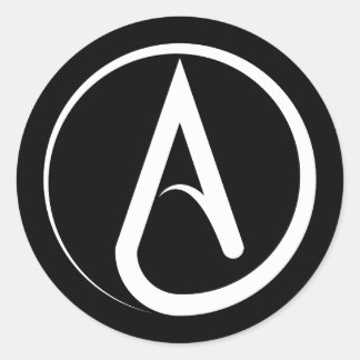 Pegatina Redonda Atheist Symbol White