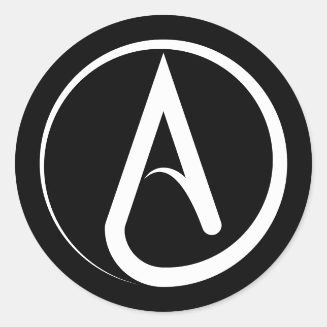 Pegatina Redonda Atheist Symbol White (Anverso)