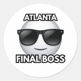 Pegatina Redonda Atlanta Final Boss Cool Emoji Sticker