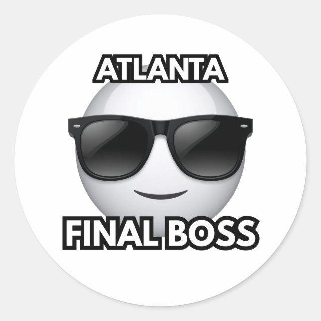 Pegatina Redonda Atlanta Final Boss Cool Emoji Sticker (Anverso)