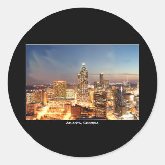 Pegatina Redonda Atlanta, Georgia de noche - Hermoso Skyline