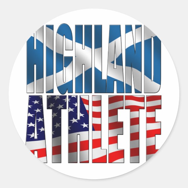 Pegatina Redonda Atleta de Highland (Anverso)
