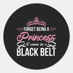 Pegatina Redonda Atleta Karate Chica Esparring Black Belt Women Gif