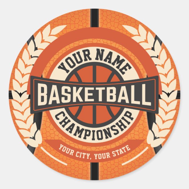 Pegatina Redonda Atleta Personalizado jugador de equipo de balonces (Anverso)