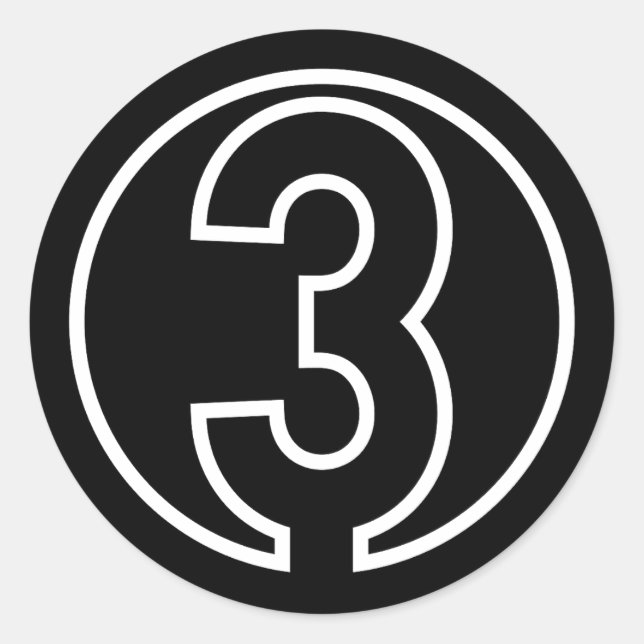 Pegatina Redonda Atletas número 3 forma círculo (Anverso)