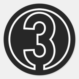 Pegatina Redonda Atletas número 3 forma círculo