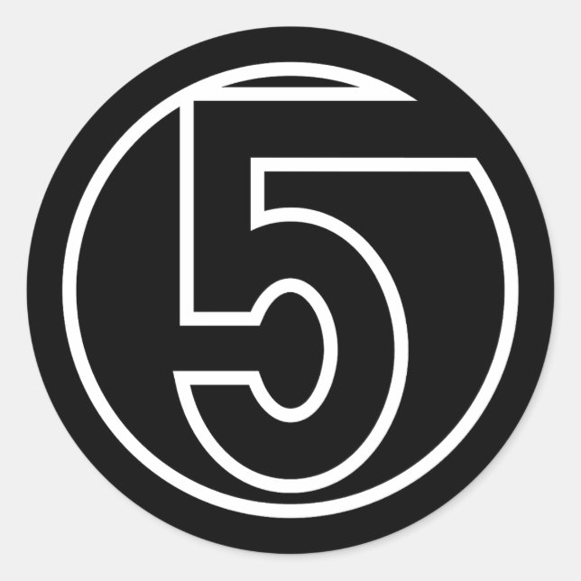 Pegatina Redonda Atletas número 5 forma de círculo (Anverso)