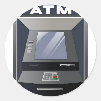 Pegatina Redonda Atm De Máquina De Telefonía Automática