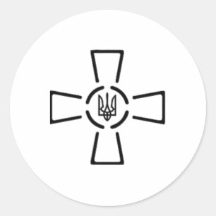 Pegatina Redonda Ato Cruz Tryzub Ucrania Volodymyr Zelensky Preside