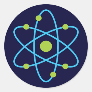 Pegatina Redonda Átomo de ciencia