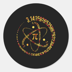 Pegatina Redonda Átomo Pi Day Pi 3.14 Science Math Lover