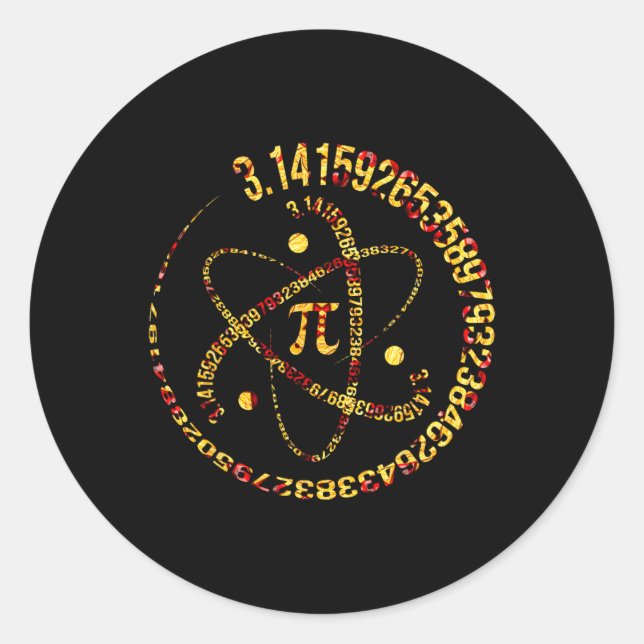 Pegatina Redonda Átomo Pi Day Pi 3.14 Science Math Lover (Anverso)