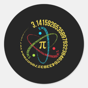 Pegatina Redonda Átomo Pi Math Science 3.14 Espiral Pi Day Mathemic