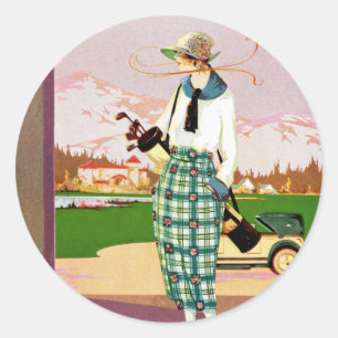 Pegatina Redonda Atractivo de golf de moda